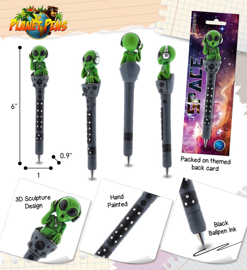 Planet Pens Alien DJ Novelty Pen - Fun and Unique Kids and Adults Ballpoint Pen, Cute Science Fiction Space Writing Pen Instrument For School & Office Desk Decor - Image 3